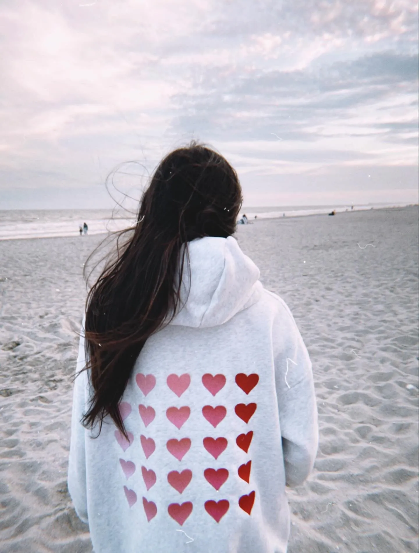 Ombre Hearts Embroider Hoodie