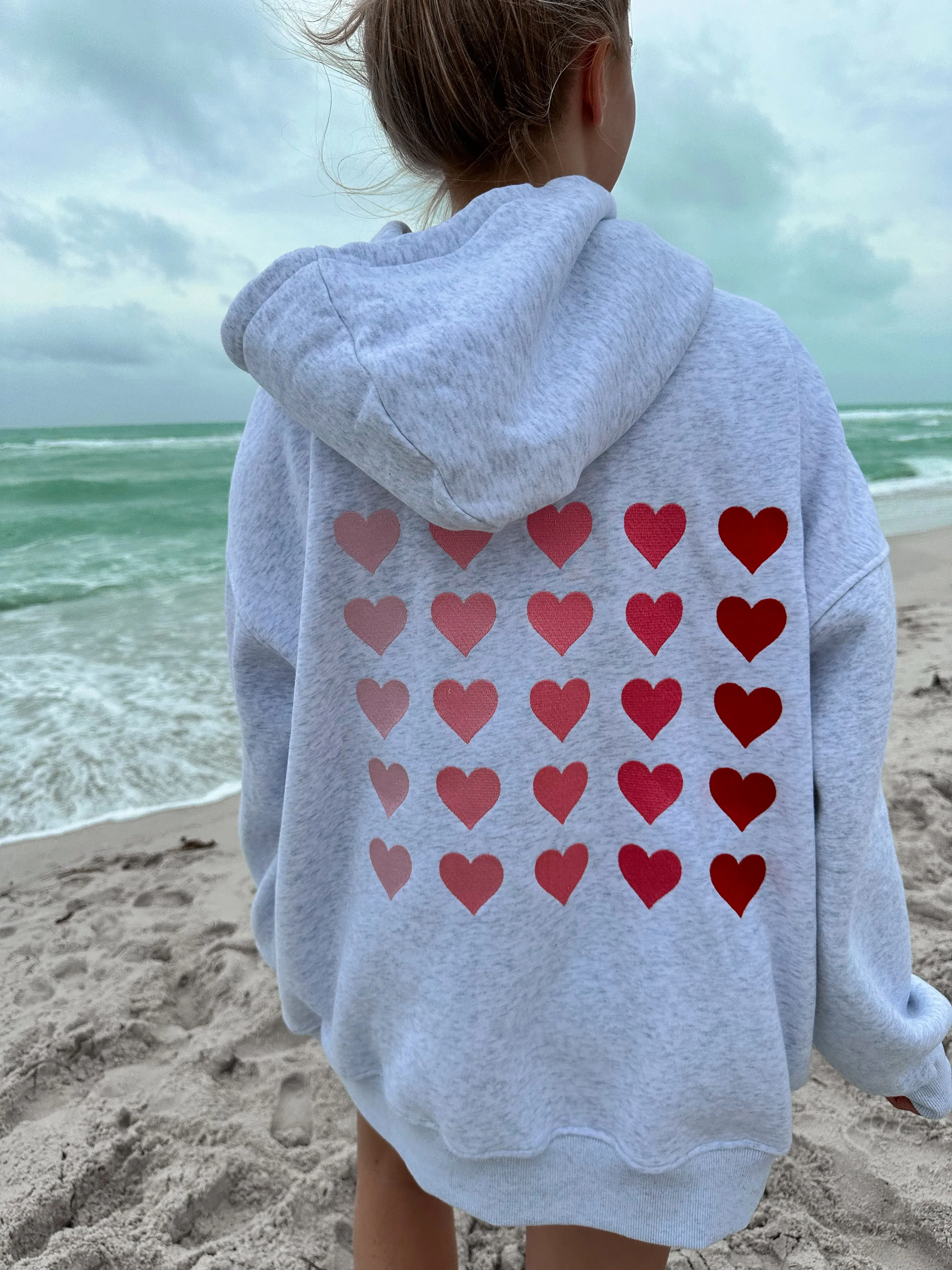 Ombre Hearts Embroider Hoodie