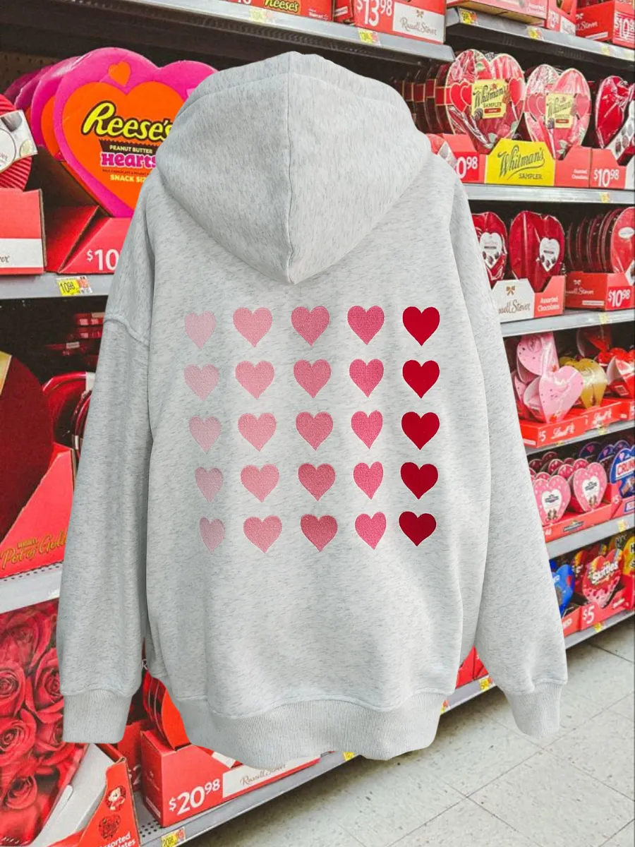 Ombre Hearts Embroider Hoodie