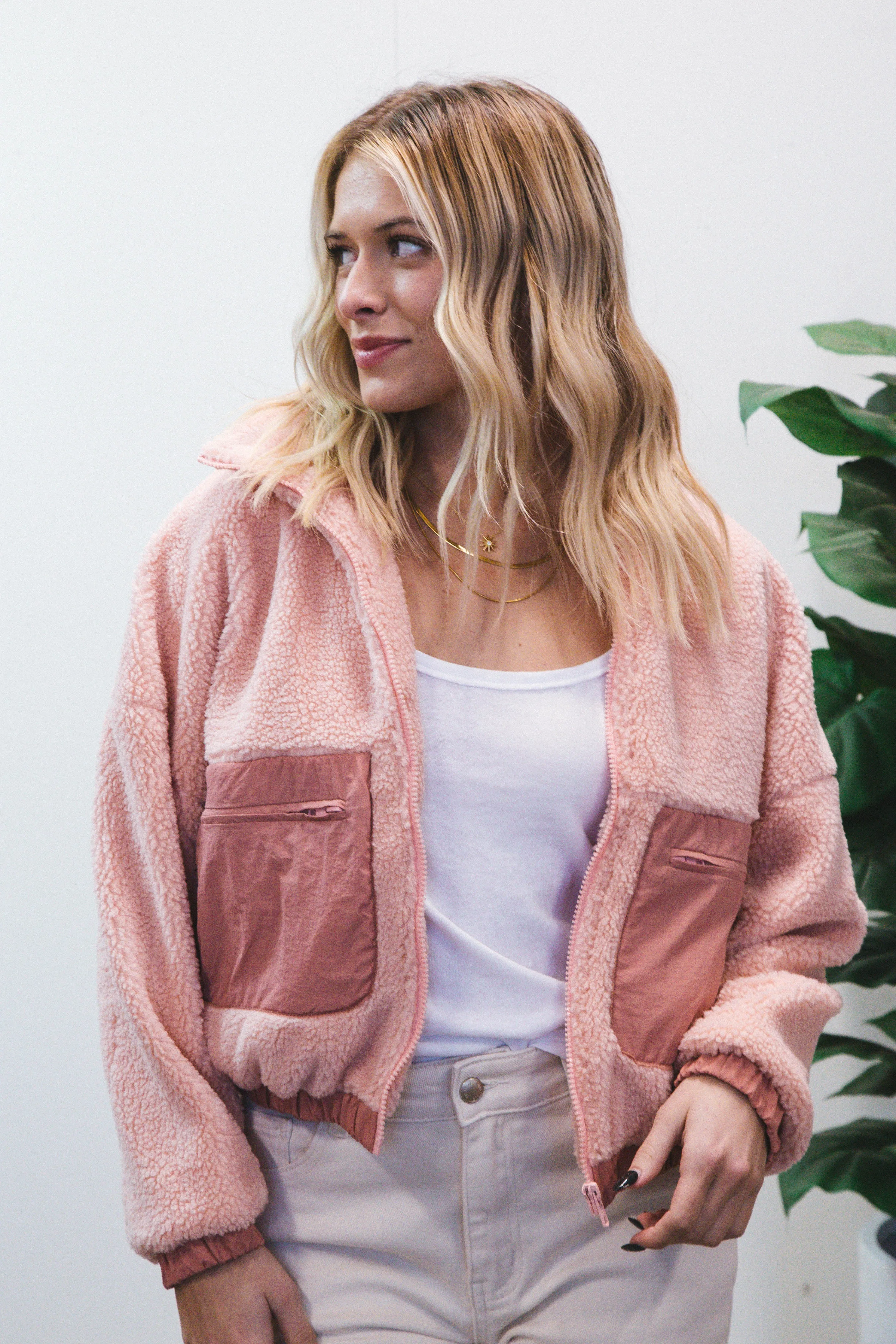 Patty Fleece Zip Front Jacket, Pink | Sadie & Sage