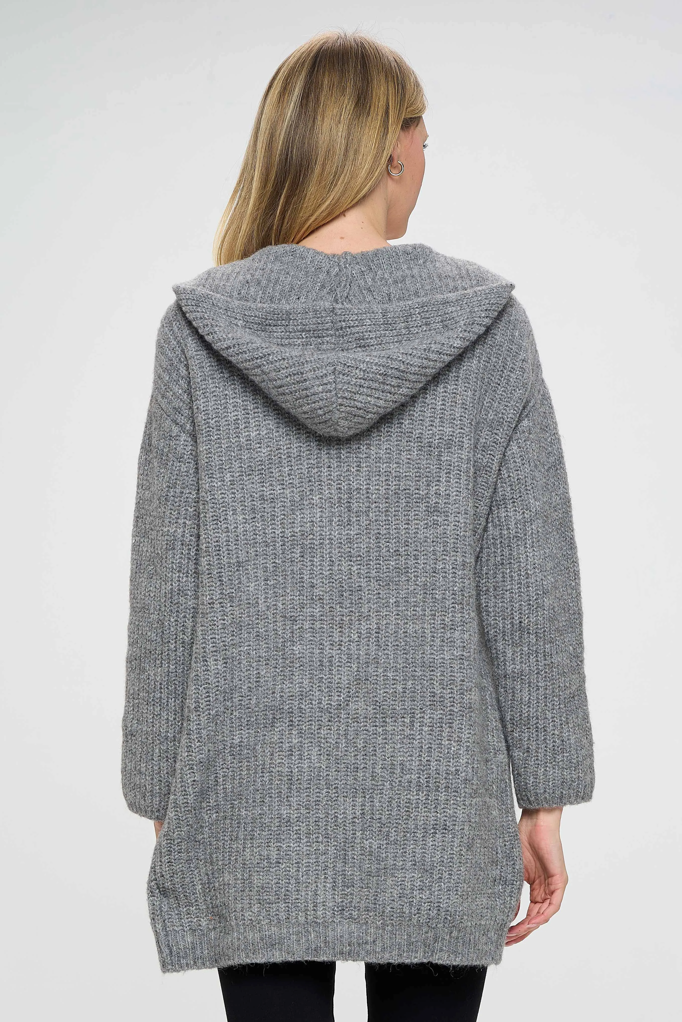 Perfect Shade of Gray Long Shrug Design Hoodie Pullover