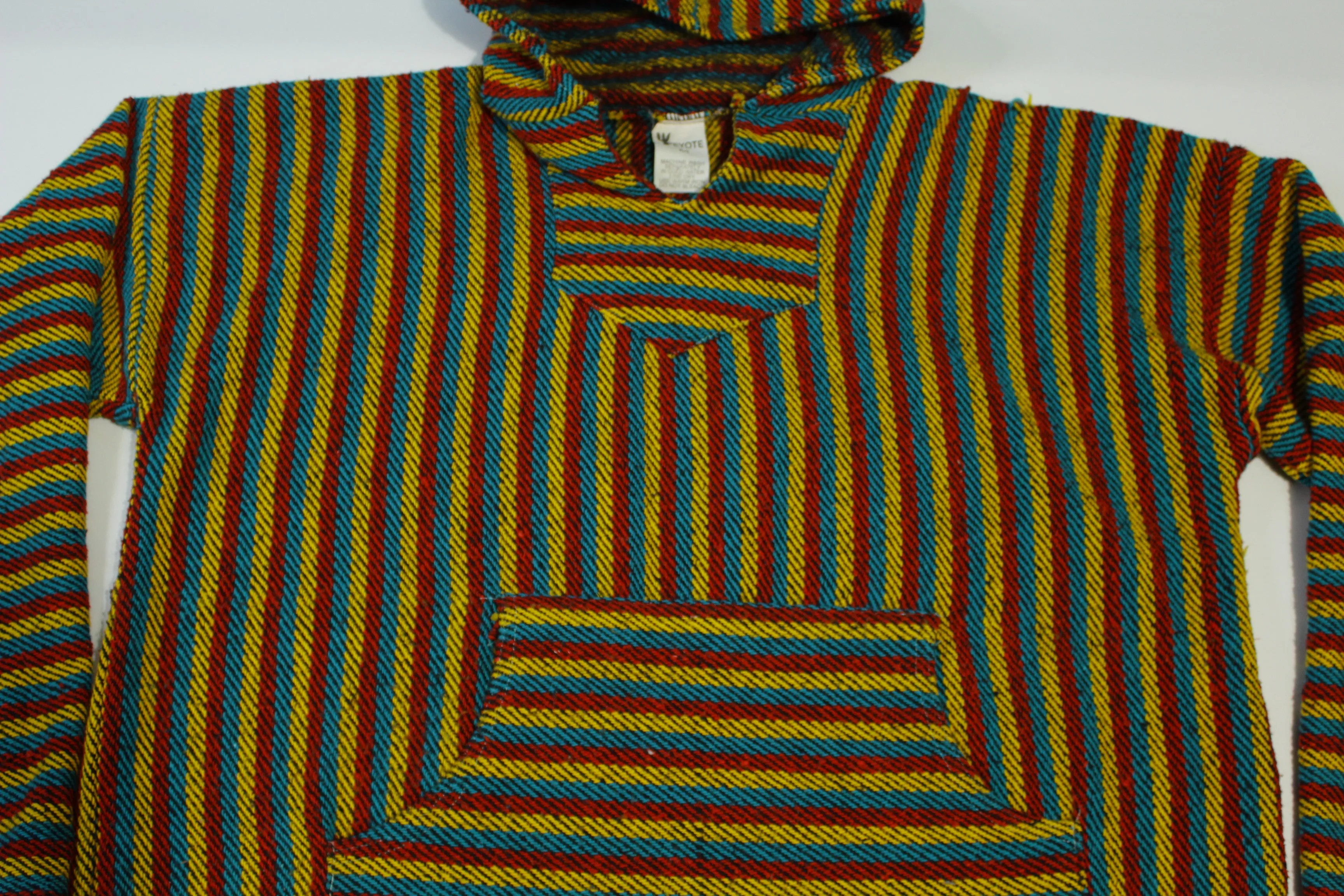 Peyote Mexico Drug Rug Poncho Hoodie Baja Sweater Vintage Pullover