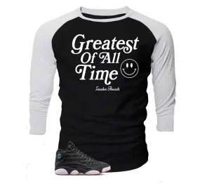 Retro 13 Playoff Raglan Shirt - Goat - Black