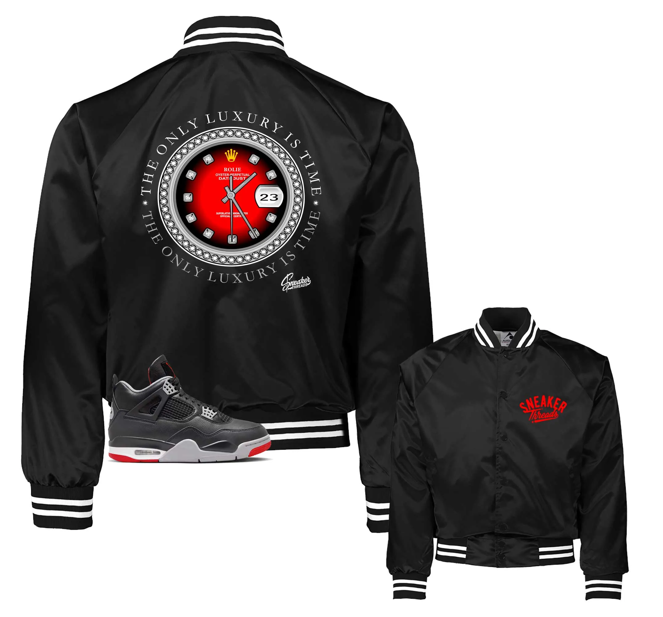 Retro 4 Bred Rolie Time Satin Jacket