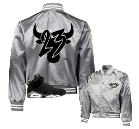 Retro 6 Metallic Silver Toro Satin Jacket