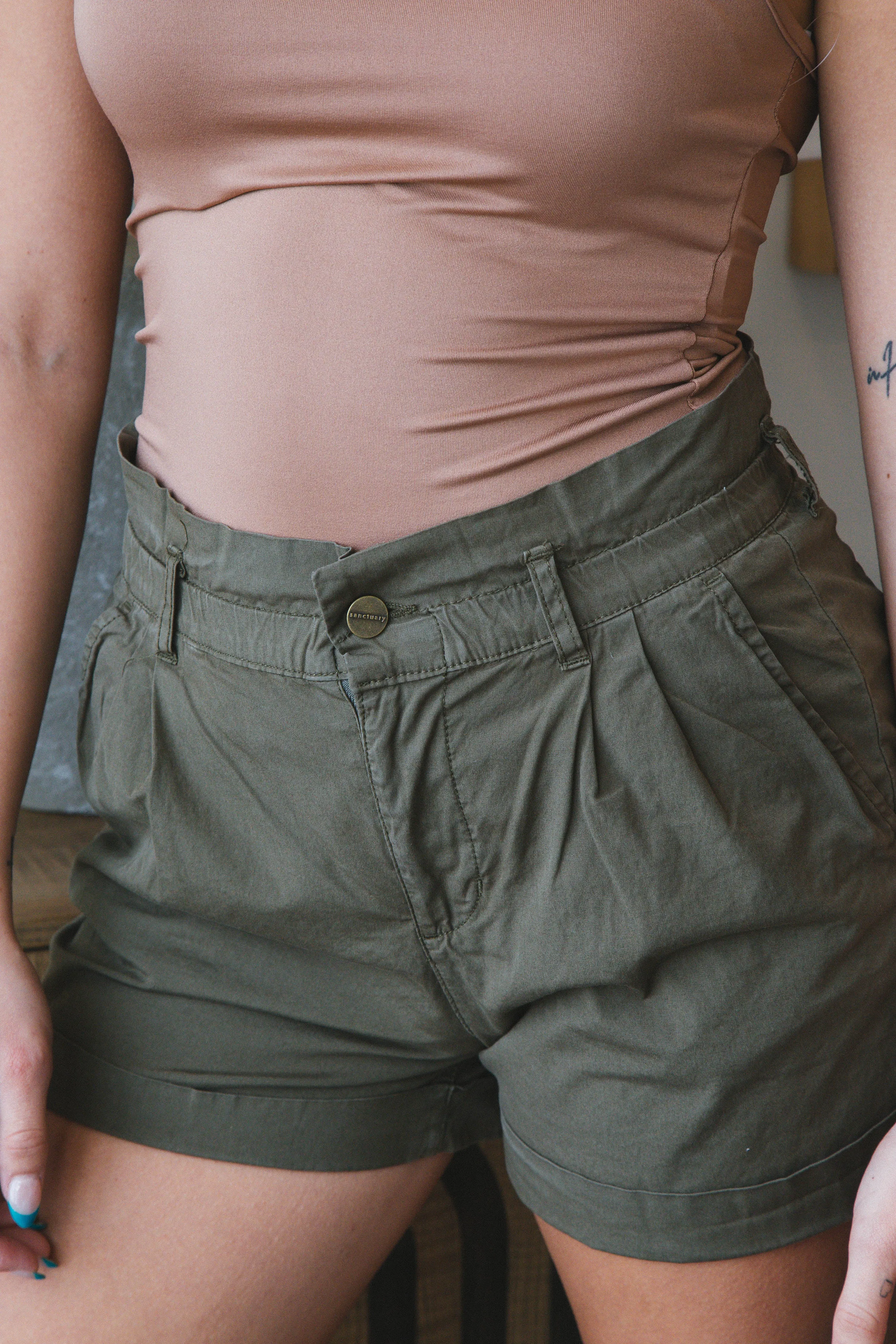 Rosalie Cuffed Short, Burnt Olive | Sanctuary