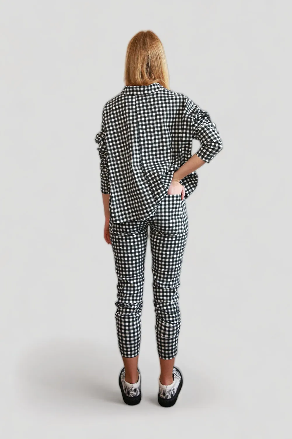 RUNDHOLZ BLACK LABEL BLACK AND WHITE CHECK CROP JACKET