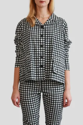 RUNDHOLZ BLACK LABEL BLACK AND WHITE CHECK CROP JACKET