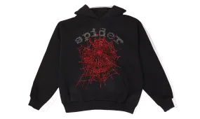 Sp5der OG Rhinestone Logo Hoodie Black