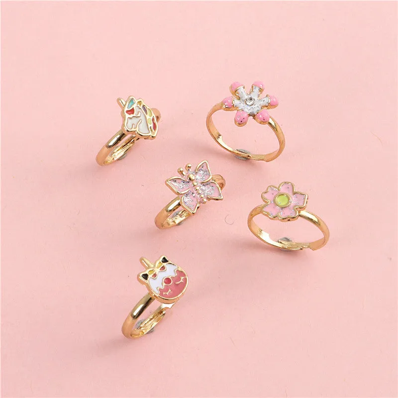 Unicorn Themed Weekday Rings - Set of 5 - Multicolour