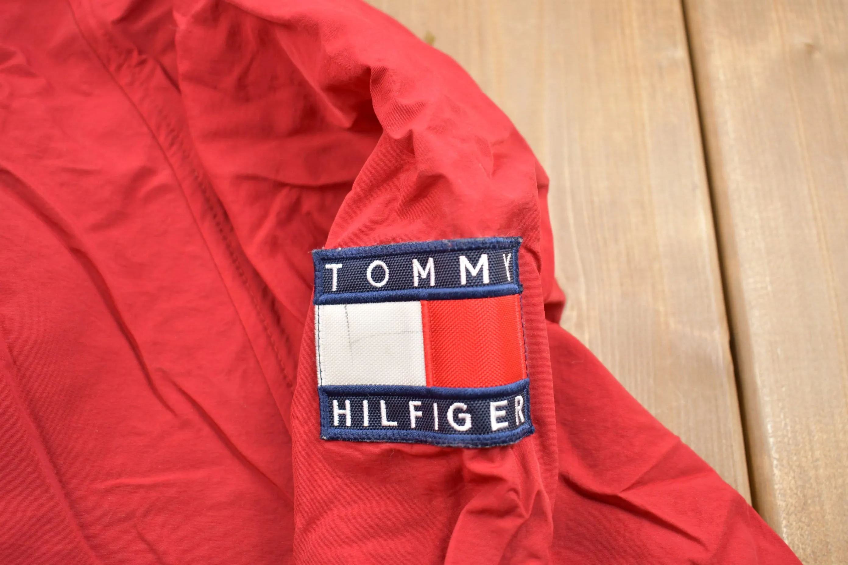 Vintage 1990s Tommy Hilfiger Windbreaker Jacket / Team Logo / Athletic Spring Summer Sportswear / Streetwear / Athleisure