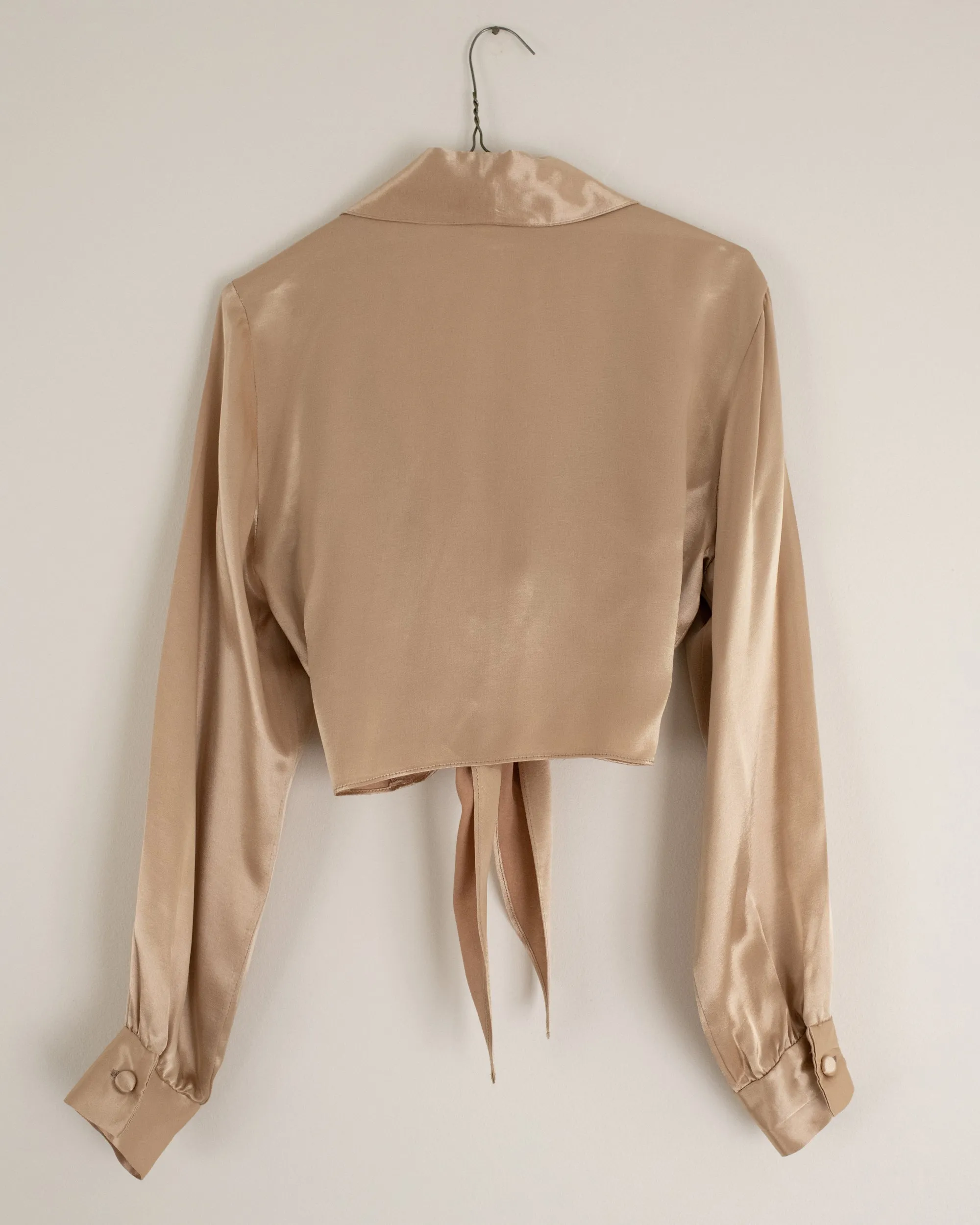 Vintage Tuscan Satin Crop Blouse (M)