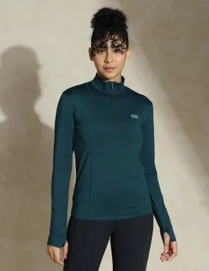 Women's Ath Runner Zip Neck Teal