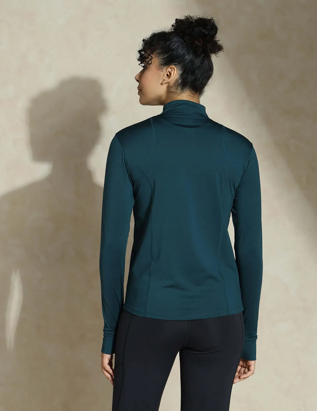 Women's Ath Runner Zip Neck Teal