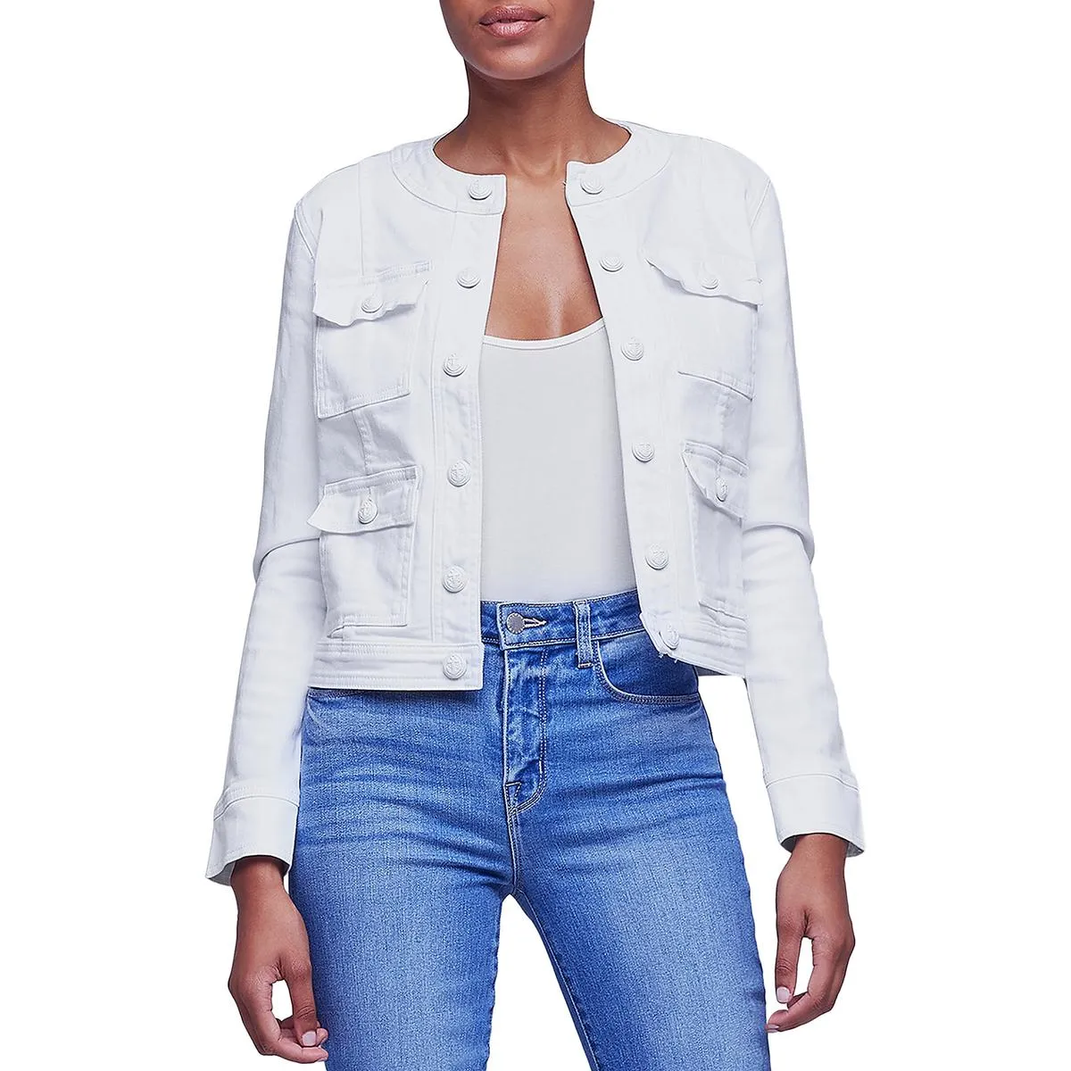 Yari Womens Button Cotton Trucker Jacket