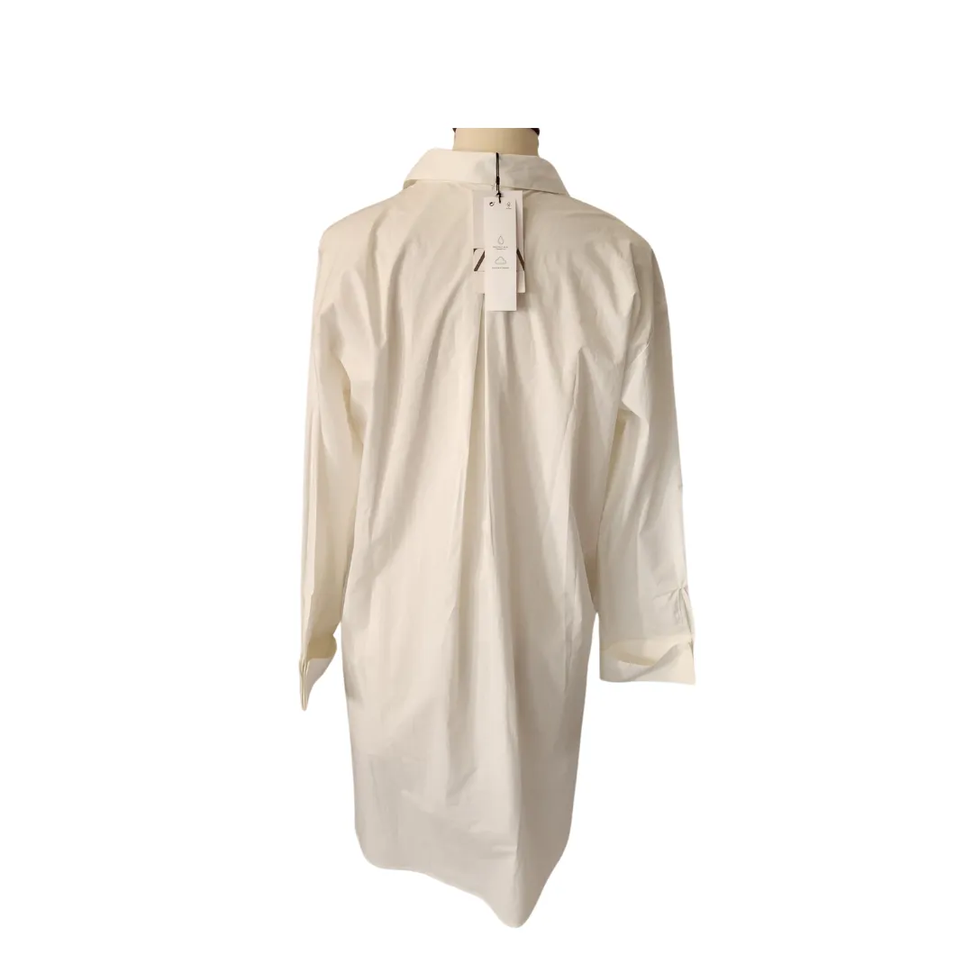 ZARA White Long Button-down 100% Cotton Collared Shirt | Brand New |